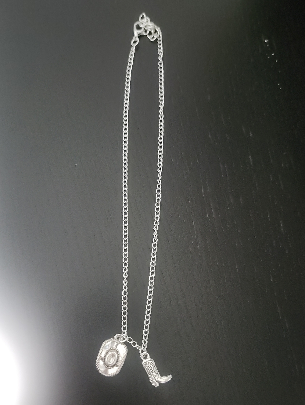 Silver-tone Cowgirl Hat and Boot Charm Necklace